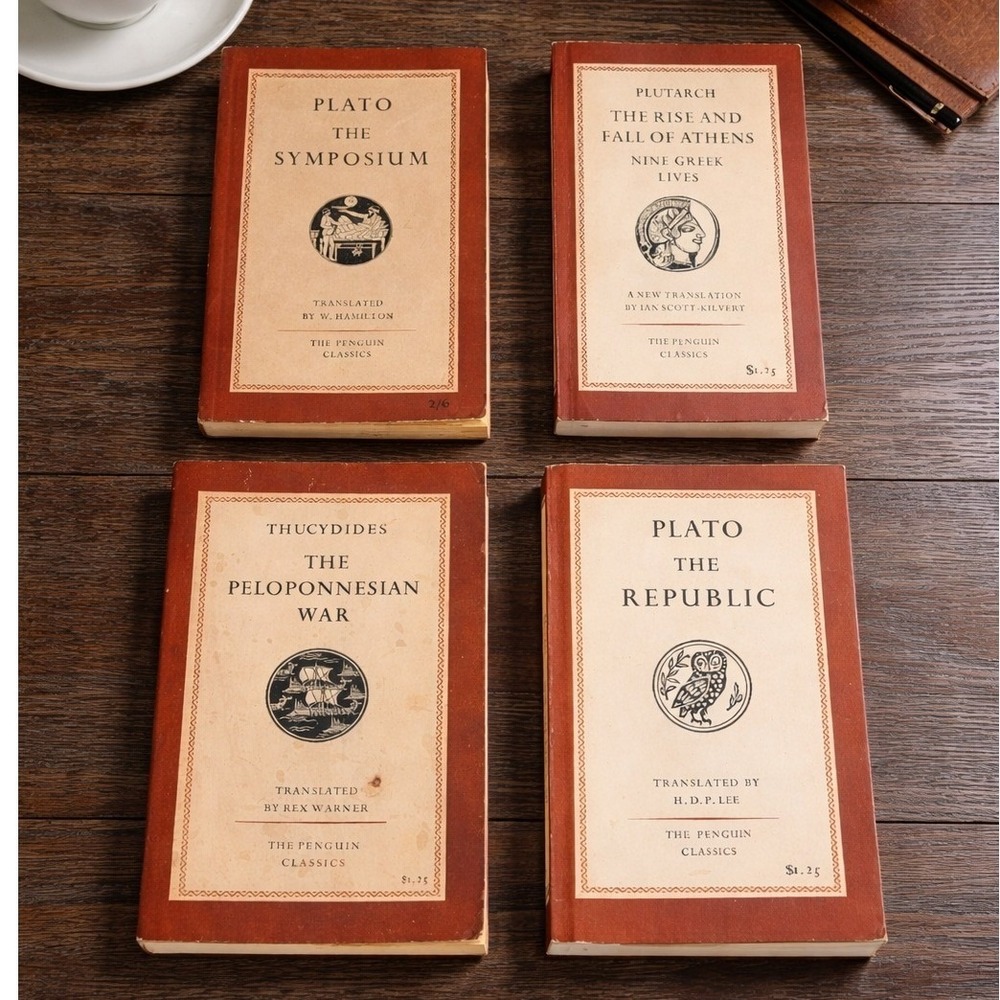 Vintage Penguin Classics Greek Philosophy Lot Plato Thucydides